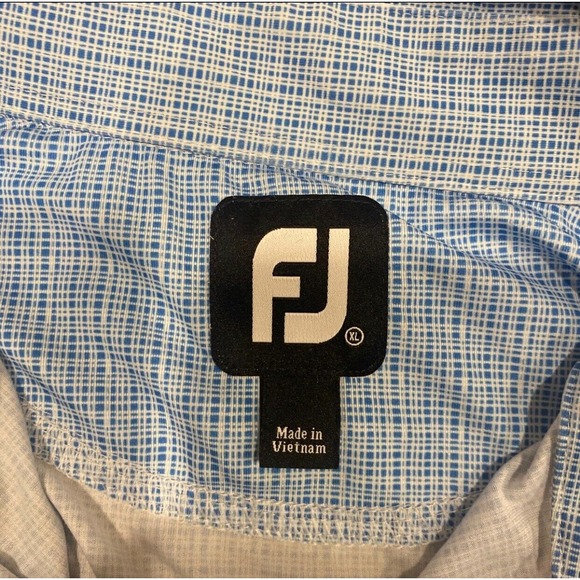 FootJoy Performance Blue White Square Striped Stretch Golf‎ Polo Shirt Men's XL - Picture 4 of 8